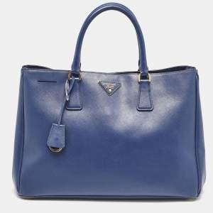 Prada Blue Saffiano Lux Leather Large Gardener's Tote