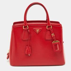 Prada Red Saffiano Vernic Parabole Tote