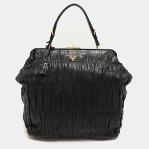 Prada Black Matelasse Leather Top Handle Bag