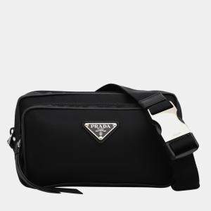 Prada Black Nylon Logo Belt Bag
