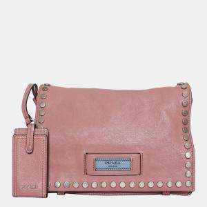Prada Pink Leather Glace Calf Etiquette Crossbody Bag