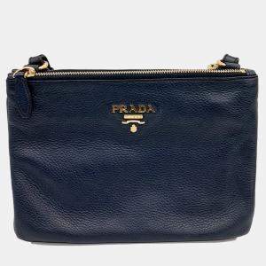 Prada Black Leather Vitello Phoenix crossbody Bag