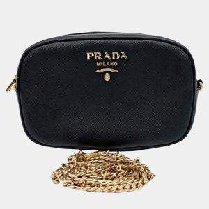 Prada Black Leather Saffiano Belt Bag