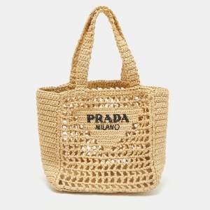 Prada Natural Crochet Small Tote