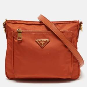 Prada Orange Nylon Front Pocket Messenger Bag