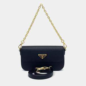 Prada Black Leather Saffiano Crossbody Bag