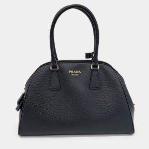 Prada Black Leather Saffiano Tote Bag Medium