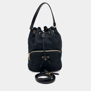 Prada Black Nylon Tesuto bucket tote and Crossbody bag