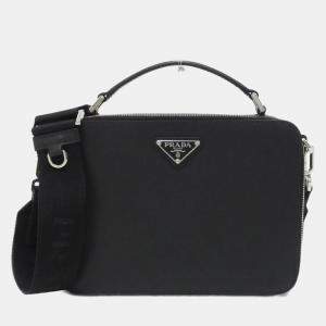 Prada Black Leather Logo Handbag