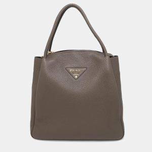 Prada Nero Vitello Daino Leather Top Handle Bag 