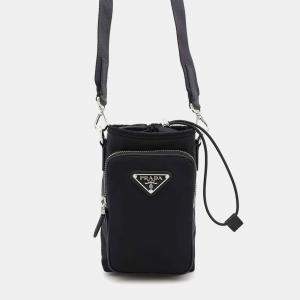 Prada Black Nylon Leather Smartphone Case Bag
