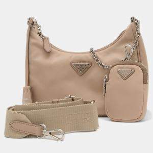 Prada Beige Nylon Re-Edition Shoulder Bag