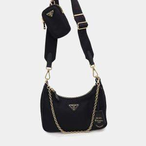 Prada Black Nylon Leather Re-Edition 2005 Shoulder Bag
