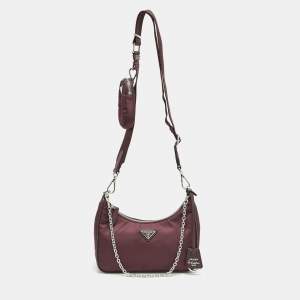 Prada Burgundy Tessuto Nylon Re-Edition 2005 Shoulder Bag