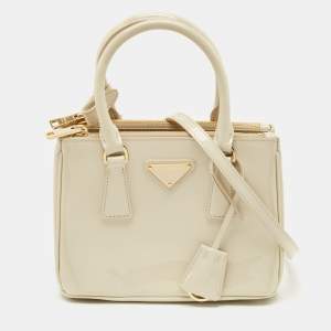 Prada Beige Patent Leather Mini Galleria Tote