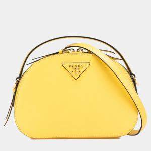 Prada Yellow Saffiano Lux Odette Satchel