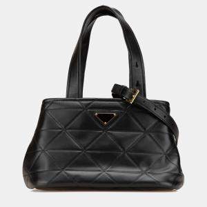 Prada Black Small Quilted Lambskin Satchel