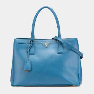Prada Blue Medium Saffiano Galleria Satchel