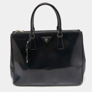 Prada Black Patent Leather Large Double Zip Tote