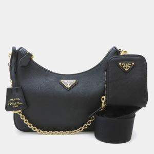 Prada Re-Edition 2005 Black Saffiano Leather Shoulder Bag