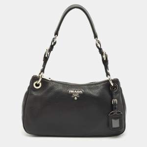 Prada Black Vitello Leather Shoulder Bag