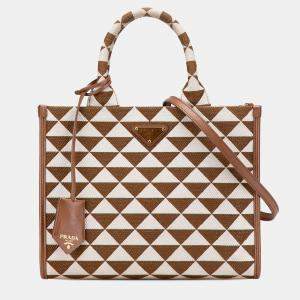 Prada Brown Small Canvas Symbole Triangolo Satchel