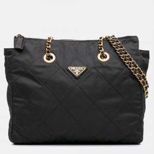 Prada Black Medium Tessuto Impuntu Tote