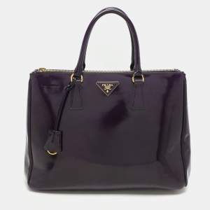 Prada Purple Patent Leather Medium Double Zip Galleria Tote