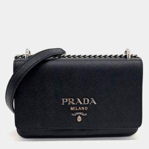Prada Black Leather Chain Crossbody Bag