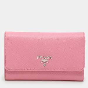Prada Pink Saffiano Leather Trifold Continental Wallet