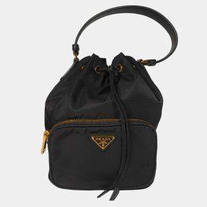 Prada Duet  Black Re-Nylon Bucket Bag