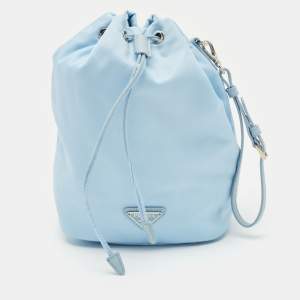 Prada Light Blue Nylon Re-Nylon Drawstring Pouch