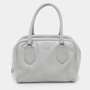 Prada Grey Leather Bauletto Bag