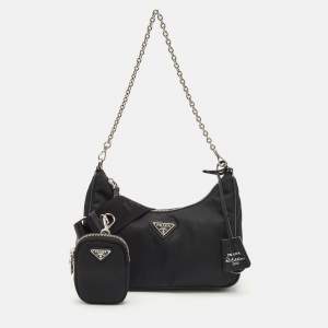 Prada Black Leather and Nylon Re-Edition 2005 Shoulder Bag