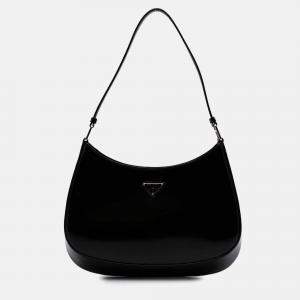 Prada Black Brushed Leather Cleo Shoulder Bag