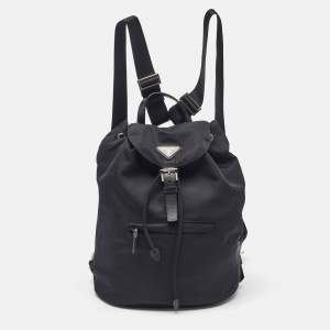 Prada Black Nylon Tessuto Flap Backpack