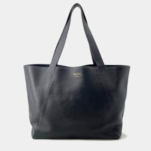 Prada Black Leather Tote Bag