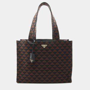 Prada Brown Canvas Triangolo Symbole Shopping Tote