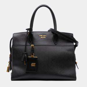 Prada Black Saffiano and City Calf Esplanade Satchel