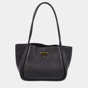 Prada Black Leather Tote Bag