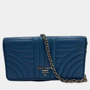 Prada Diagramme Blue Leather Shoulder Bag