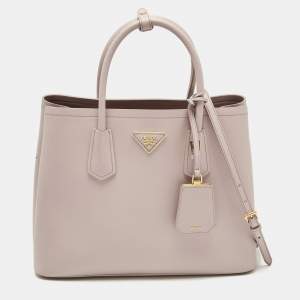Prada Light Pink Saffiano Cuir Leather Medium Double Handle Tote