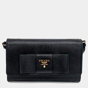 Prada Black Leather Saffiano Crossbody Bag