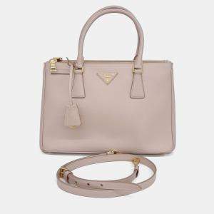 Prada Pink Leather Saffiano Luxe Tote and Shoulder Bag
