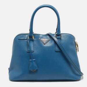 Pre Owned Prada Blue Saffiano Leather Medium Promenade Satchel