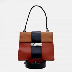 Prada Brown/Red Leather Shoulder Bag
