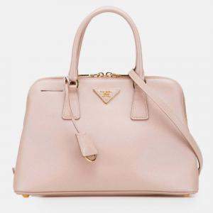 Pre Owned Prada Pink Medium Saffiano Lux Promenade Satchel