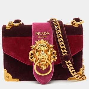 Pre Owned Prada Multicolor Velvet Lions Head Cahier Flap Shoulder Bag