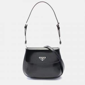 Pre Owned Prada Cleo Brushed Black Leather Shoulder Bag