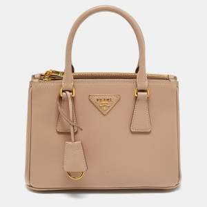 Pre Owned Prada Beige Saffiano Lux Leather Small Galleria Tote